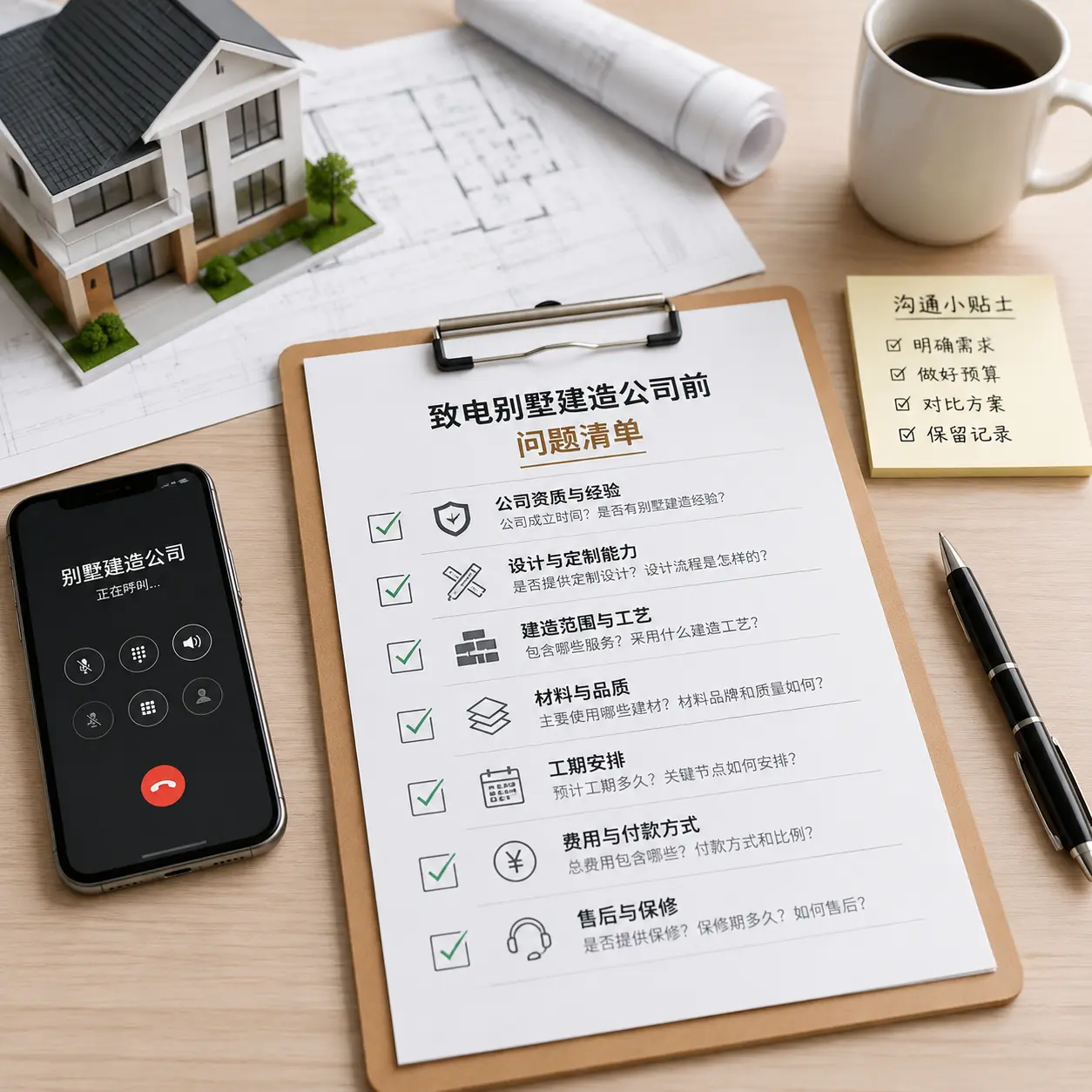 在罗甸拨打别墅建造公司电话前的准备工作